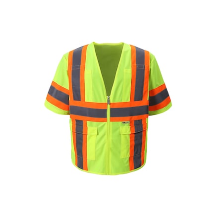 2W International Contrast Hi-Vis Safety Vest w/Sleeves 5XL Class 3 , Zipper 6 Pockets 7148C-3 5XL